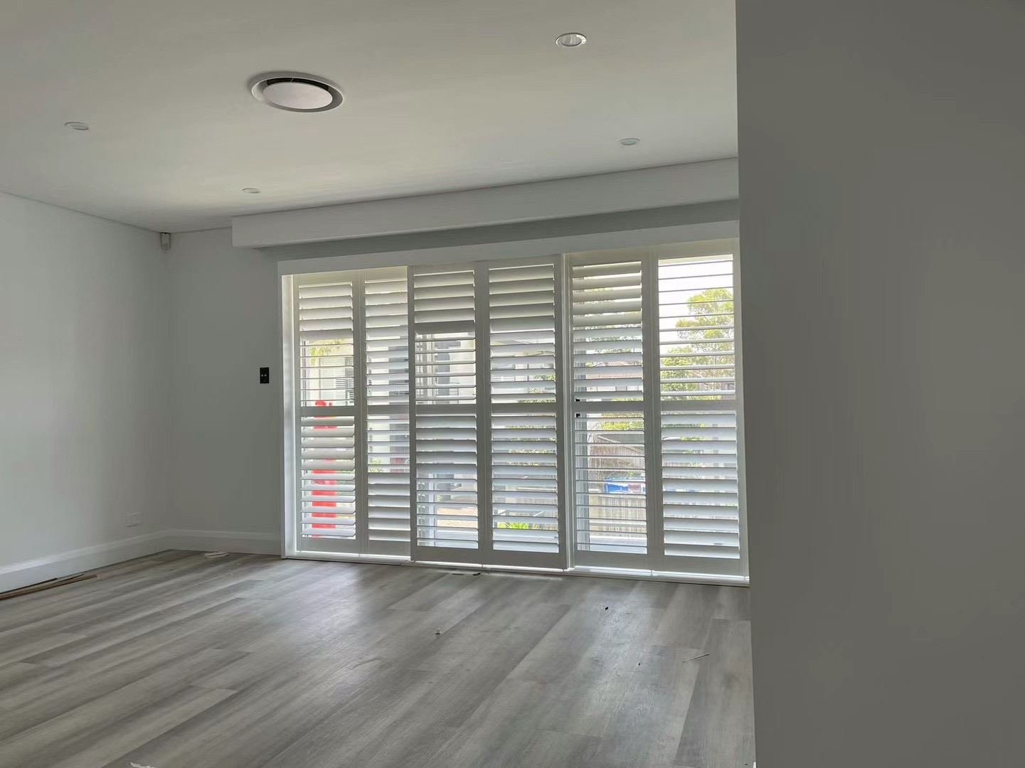 Plantation shutters, large sliding door